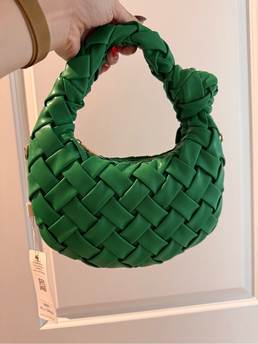 Nadia Urban Expressions Green Woven Bag W Gold Detachable Crossbody Strap Soft! - Picture 2 of 2